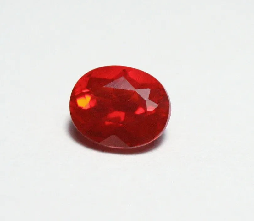 Faceted Red Mexican Fire Opal 0.68ct Oval Cut Natural Rich Opalescent Opal 6x5mm