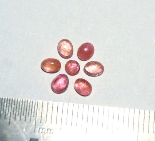 Pezzottaite Cabochon 7pc Lot 1.34ct Ultra Rare Raspberry Beryl - Madagascar