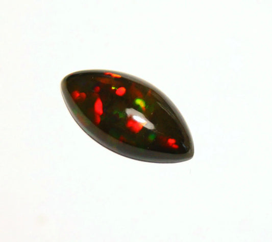 Welo Black Opal Cabochon 2.6ct Harlequin Rainbow Marquise Ethiopian Opal 16x8mm