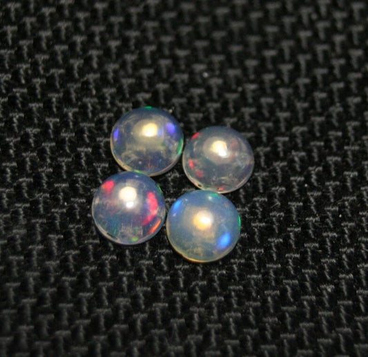 Welo Crystal Opal Round 5x5mm Cabochons 4pc Lot 1.4ct AAA Jelly Opal