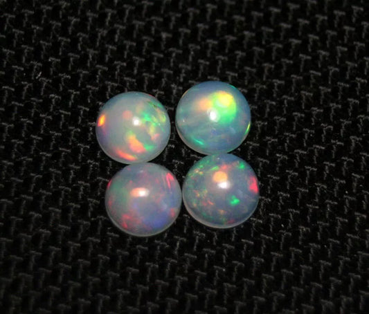 Welo Crystal Opal Cabochon 6x6mm 2.37ct 4pc Lot Neon Rounds AAA Natural Opal