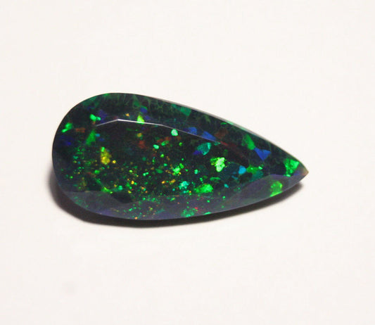 Faceted Black Welo Opal 6.1ct Honeycomb Confetti AAA Ethiopian Opal 22x11mm