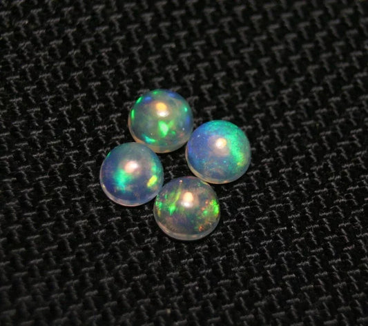 Welo Crystal Opal Round 5x5mm Cabochons 4pc Lot 1.42ct AAA Natural Opal Ethiopia