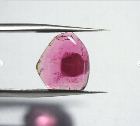 BiColour Tourmaline Slice 6.7ct Polished Tourmaline Madagascar 13x12mm