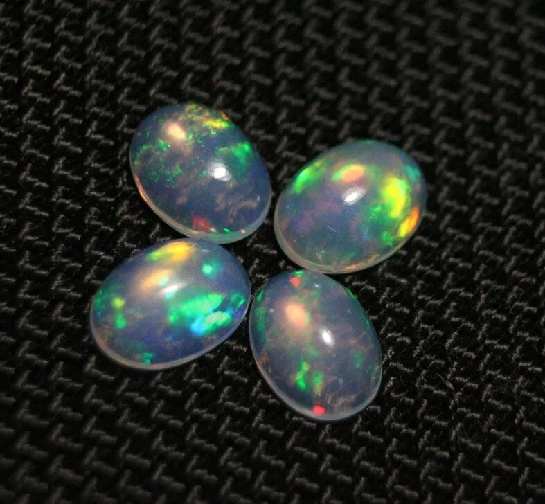 Welo Crystal Opal Cabochon 8x6mm 4pc Lot 2.84ct Lovely Natural Matching Opal Lot