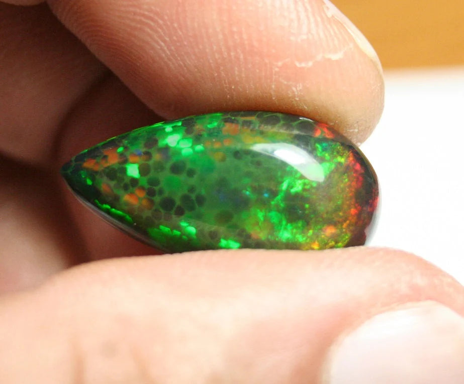 Welo Black Opal Cabochon 12ct Digital Neon Flake AAA Natural Opal Ethiopia Video