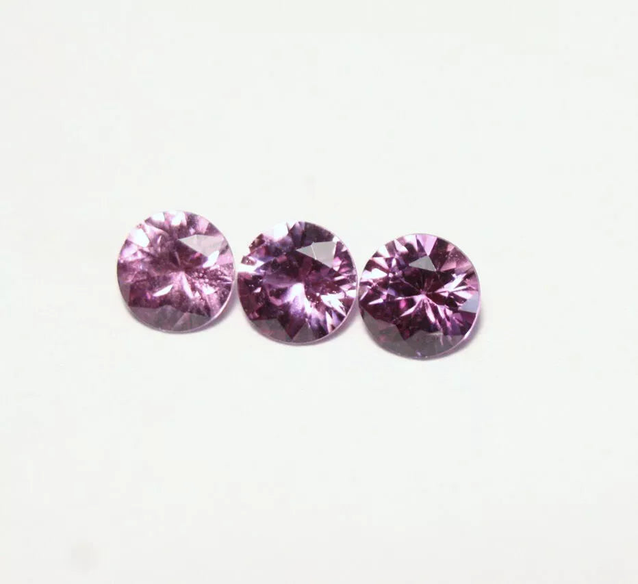 Umba Natural Sapphire 3pc 0.82ct Magenta Pink Purple Untreated Precision Cut 4x4mm