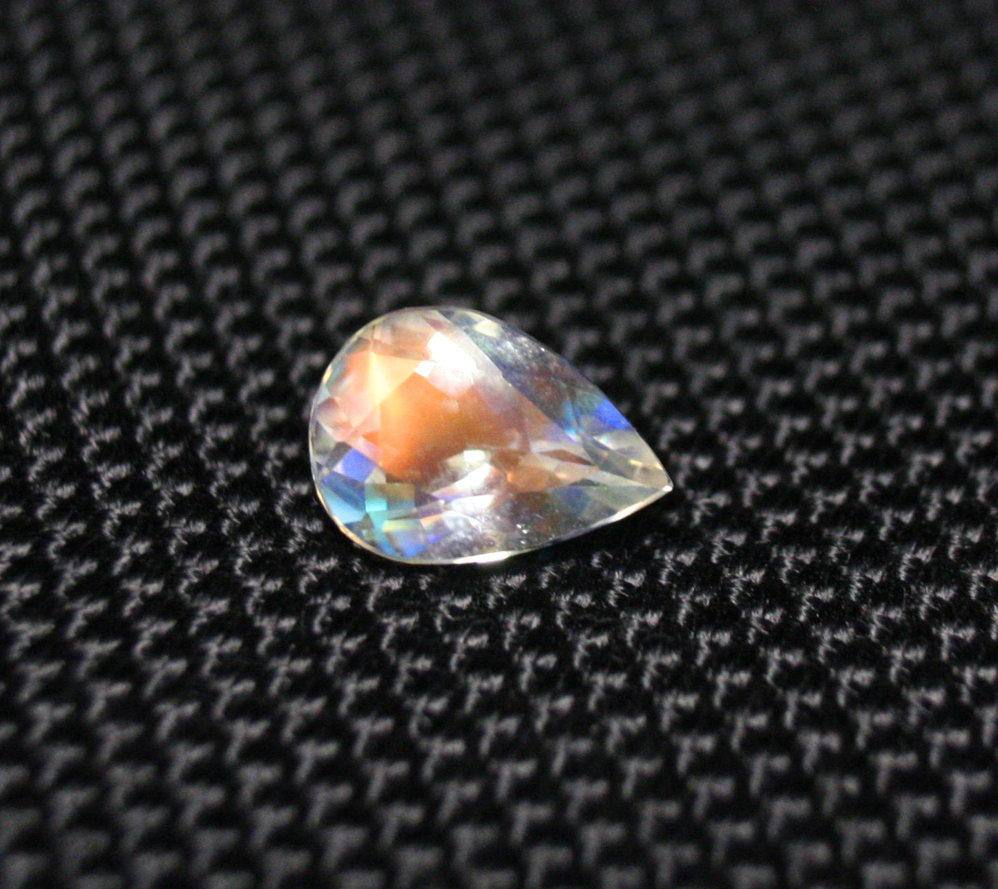 Faceted Moonstone 1.62ct Madagascar AAA Rainbow Moonstone 10x7mm Pear