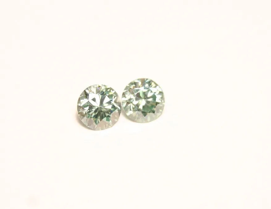 Light Green Moissanite Round Pair 0.75ct Beautiful Precision Cut Gems 4.9mm