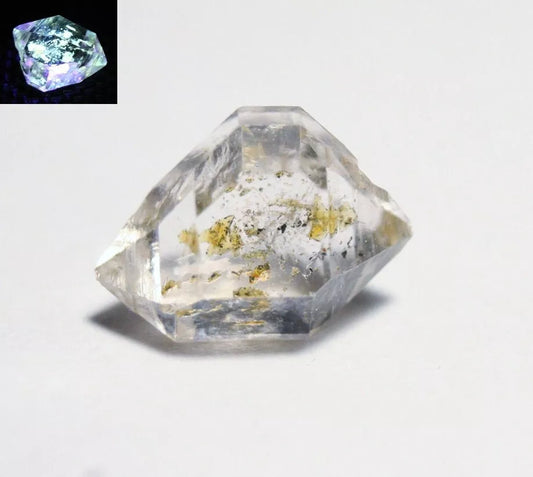 Rare Fluorescent Petroleum Enhydro Oil Diamond Quartz Crystal 2.8ct 11x8mm