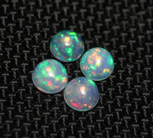 Welo Crystal Opal Round 5x5mm Cabochons 4pc Lot 1.14ct AAA Crystal Opal