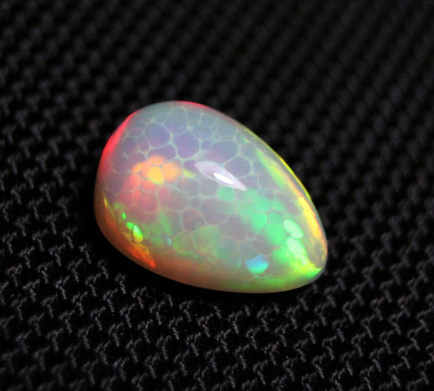 Welo Crystal Opal Cabochon 7.8ct Honeycomb Pear AAA Natural Ethiopian See Video