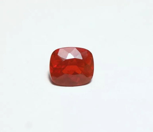 Faceted Red Mexican Fire Opal 0.7ct Cushion Cut Natural Rich Opalescent AAA