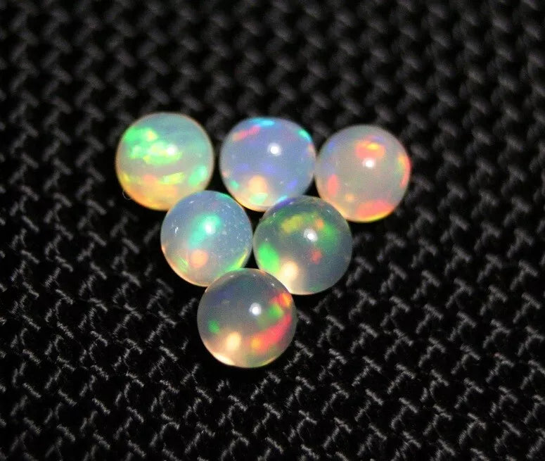 Welo Opal Crystal Ball Sphere 4x4mm  6pc Lot 2.24ct Natural Ethiopian Opal