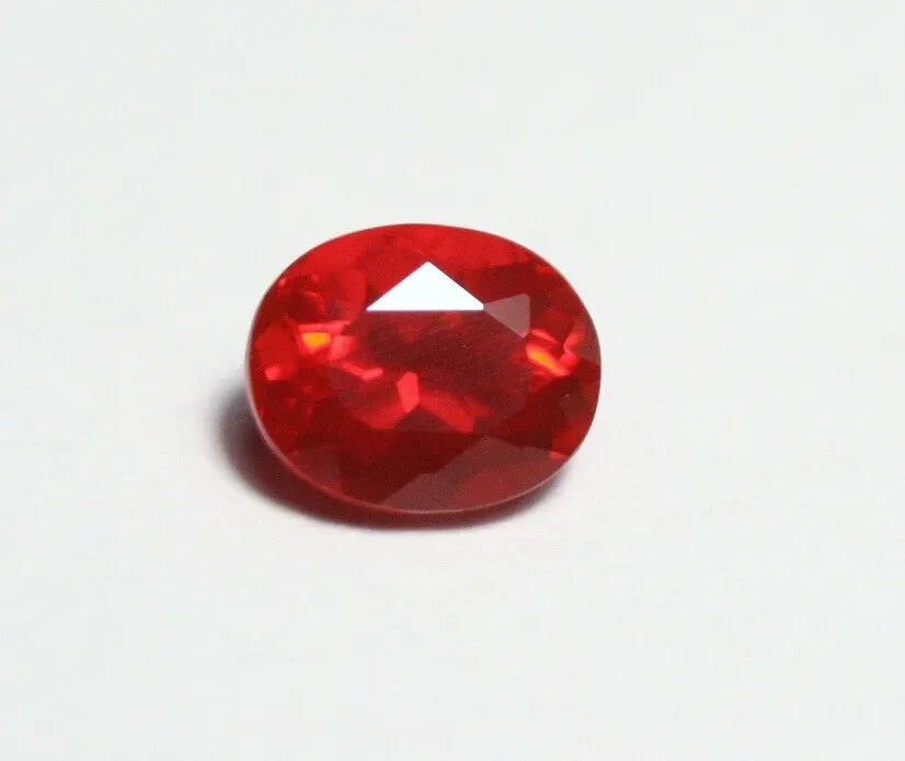 Faceted Red Mexican Fire Opal 0.68ct Oval Cut Natural Rich Opalescent Opal 6x5mm