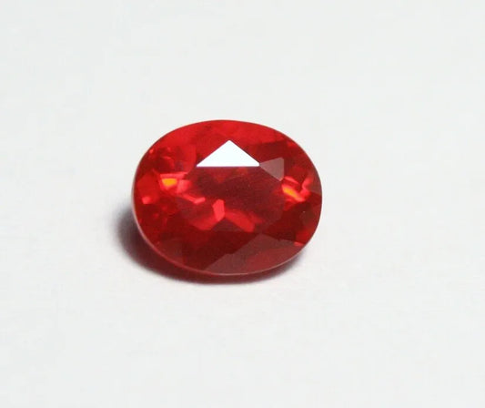 Faceted Red Mexican Fire Opal 0.68ct Oval Cut Natural Rich Opalescent Opal 6x5mm