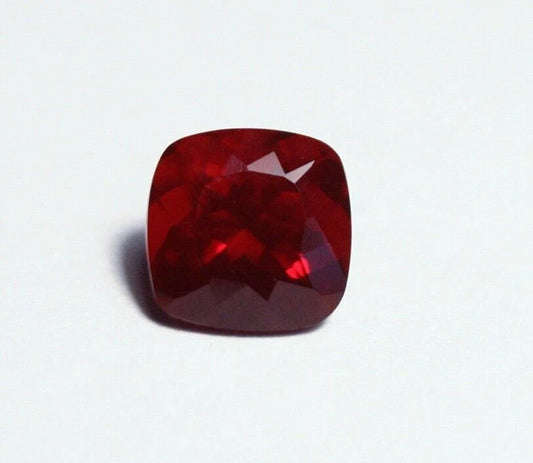 Faceted Red Mexican Fire Opal 0.87ct Cushion Cut Natural Rich Opalescent 6x6mm