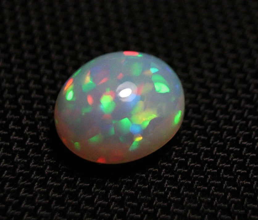 Welo Grey Base Opal Cabochon 7.77ct Harlequin Swirl Natural Opal Ethiopia Video AAA