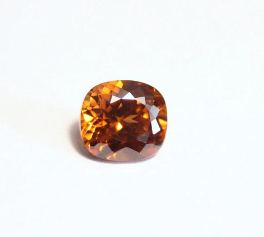 Orange Zircon 2.4ct Scintillating Custom Cushion Cut - Cambodia 7x6.5mm