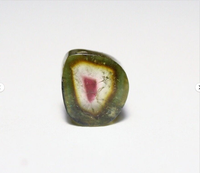 Tri Colour Tourmaline Slice 3.7ct Beautiful Polished Tourmaline Madagascar 9x8mm