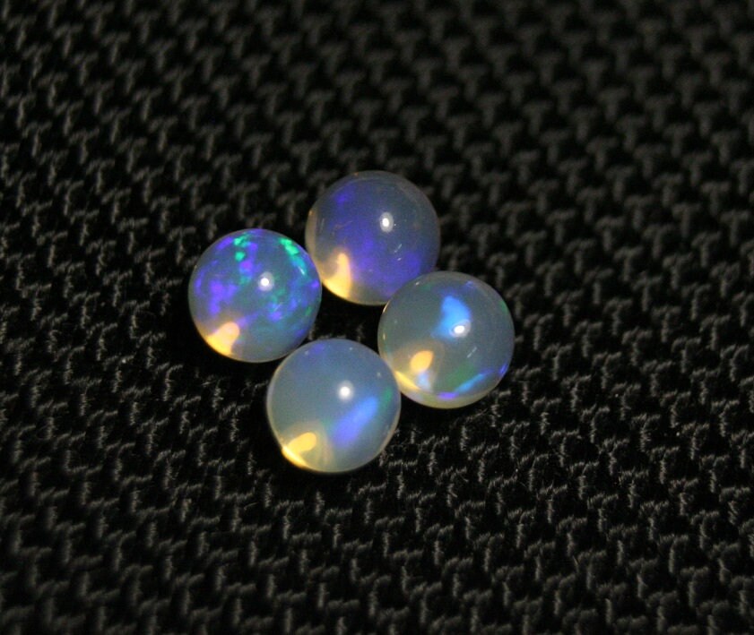 Welo Opal Crystal Ball 4pc Lot 2.6ct Neon Spheres Natural Ethiopian Opal 5x5mm