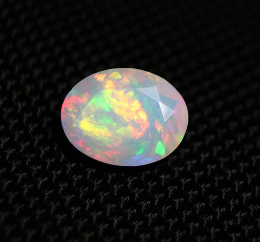 Faceted Welo Opal 2.7ct Precious Rainbow Natural Ethiopian Opal 12x9mm Video AAA