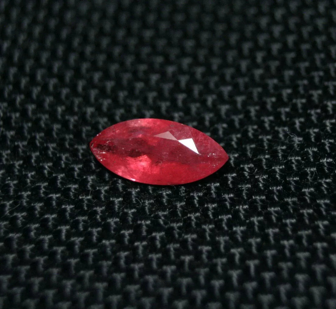 Rare Faceted Rhodonite 1.28ct Brazil Ultra Rare Crimson Red Gem Rhodonite 11x5mm