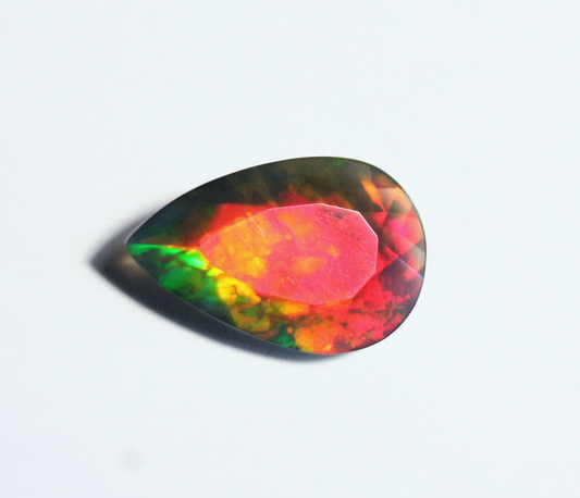 Faceted Black Welo Opal 3.2ct Natural Opal Ethiopia Rainbow Blaze Video 15x10mm