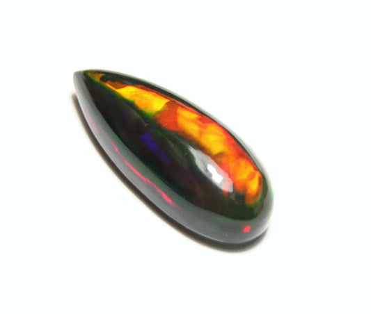 Black Welo Opal Cabochon 9.8ct Rainbow Teardrop Natural Opal Ethiopia 24x9mm