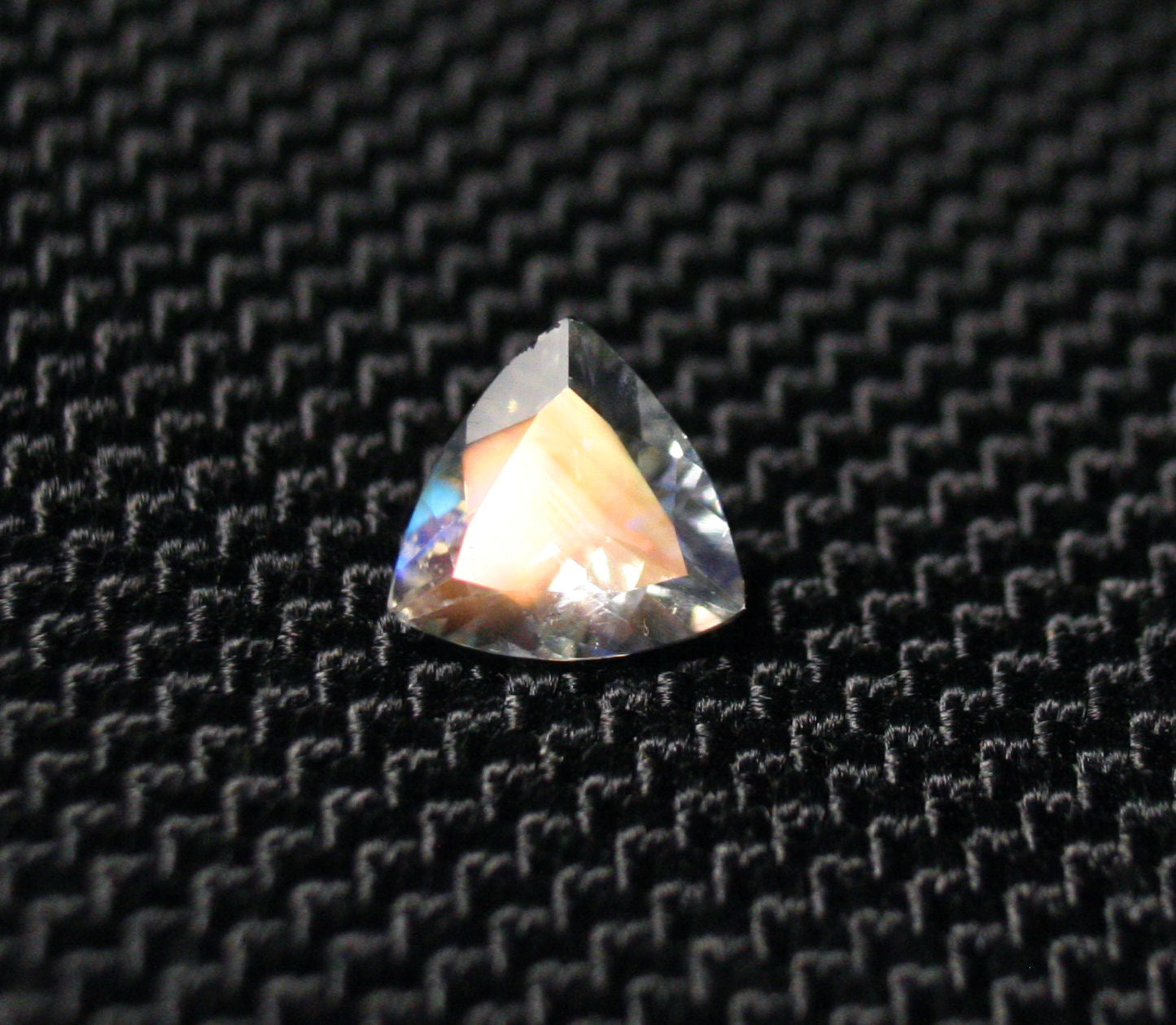 Faceted Moonstone 0.8ct Madagascar AAA Rainbow Moonstone 7x7mm Trillion