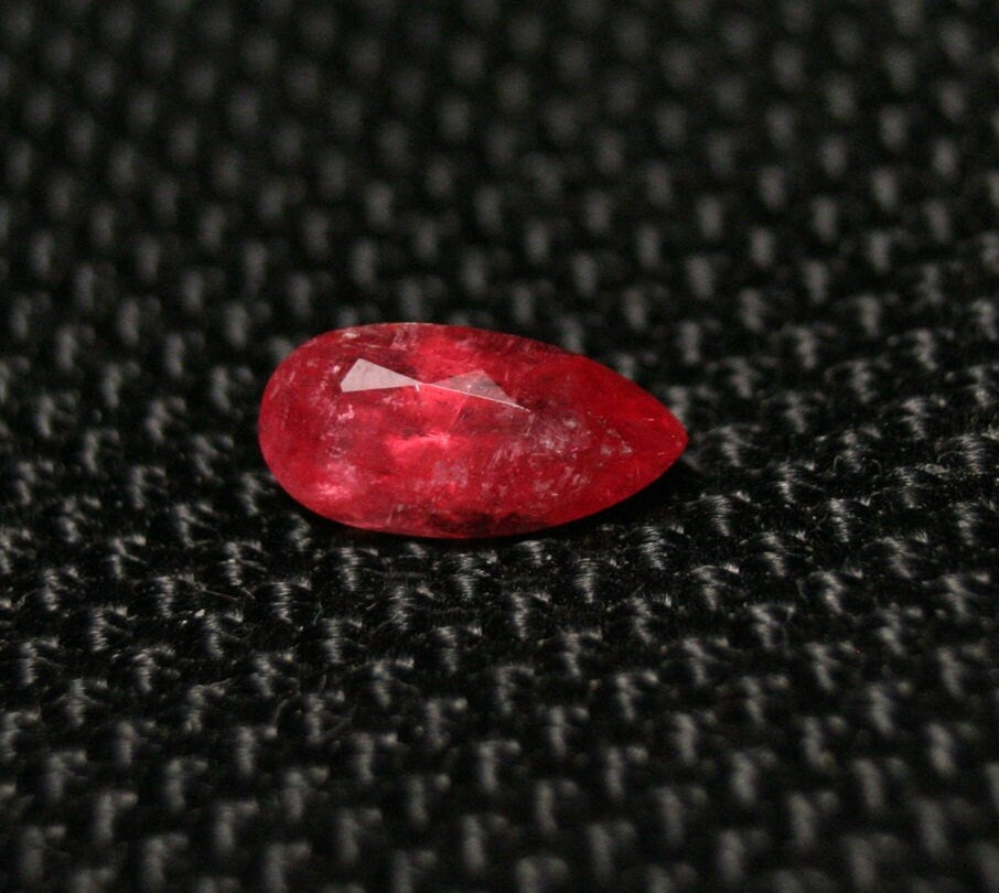 Rare Faceted Rhodonite 0.91ct Brazil Ultra Rare Crimson Red Gem Grade Rhodonite 9x4.5mm