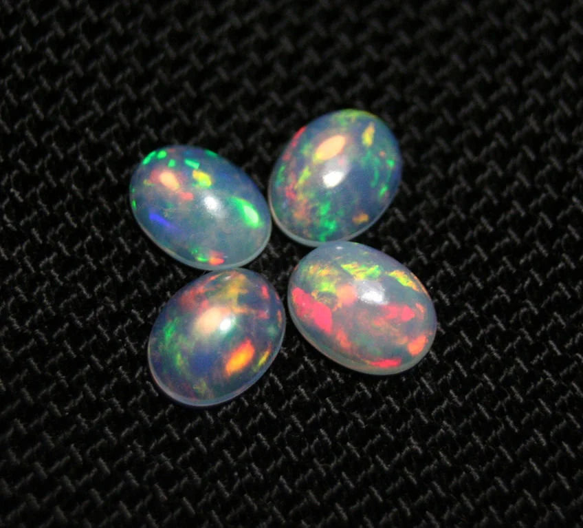 Welo Crystal Opal Cabochon 2.89ct 4pc Lot Lovely Natural Matching Opal Lot 8x6mm