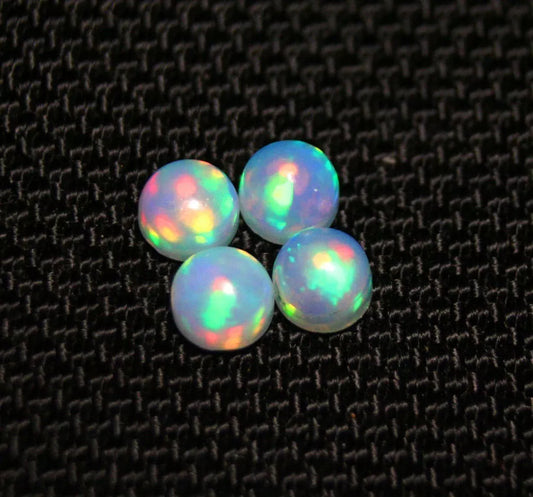 Welo Crystal Opal Round 5x5mm Cabochons 4pc Lot 1.83ct AAA Natural Opal Ethiopia