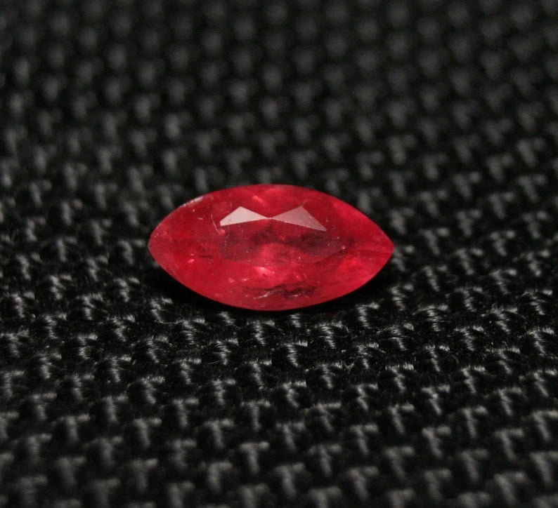 Rare Faceted Rhodonite 0.89ct Brazil Ultra Rare Crimson Red Gem Grade Rhodonite 8.8x4.5mm