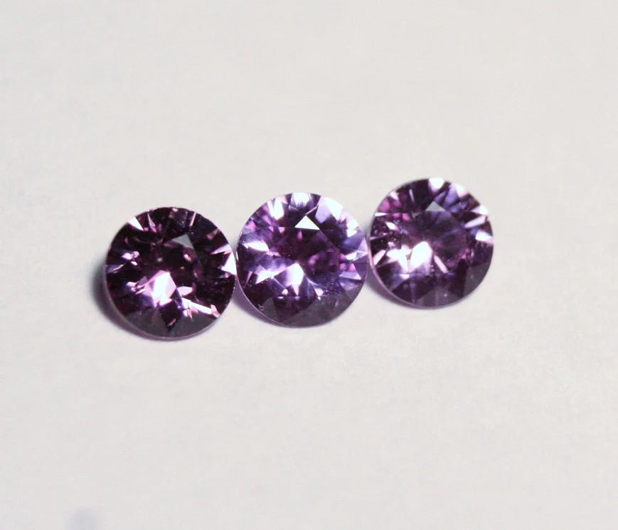 Umba Natural Sapphire 1.16ct 3pc Lot Magenta Pink Purple Untreated Precision Cut 4.2x4.2mm