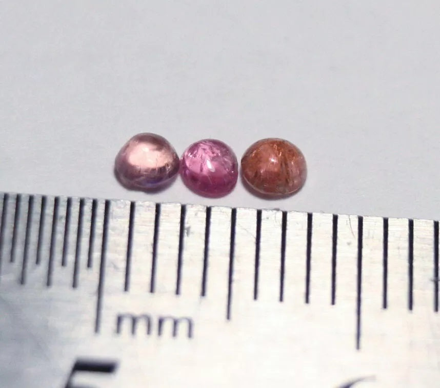 Pezzottaite Cabochon 3pc Lot 0.23ct Ultra Rare Neon Raspberry Beryl Madagascar