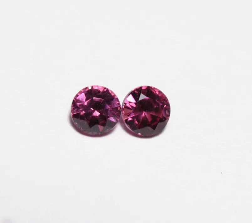 Malaya Garnet Pair 0.73ct Scintillating Rounds Natural Purple Garnet 4x4mm