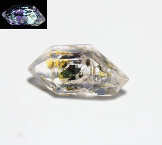 Fluorescent Petroleum Enhydro Oil Diamond Quartz Crystal 2.3ct 13x6mm