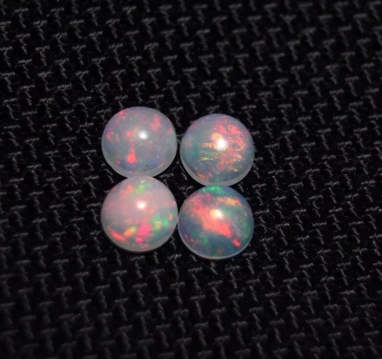 Welo Crystal Opal Round 5x5mm Cabochons 4pc Lot 1.44ct AAA Natural Opal Ethiopia