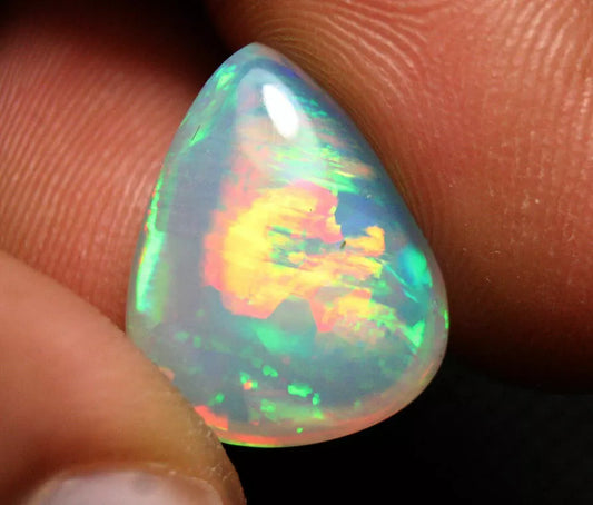 Welo Opal Cabochon 9ct Digital Rainbow Flash Natural Crystal Opal Ethiopia Video 18x14mm