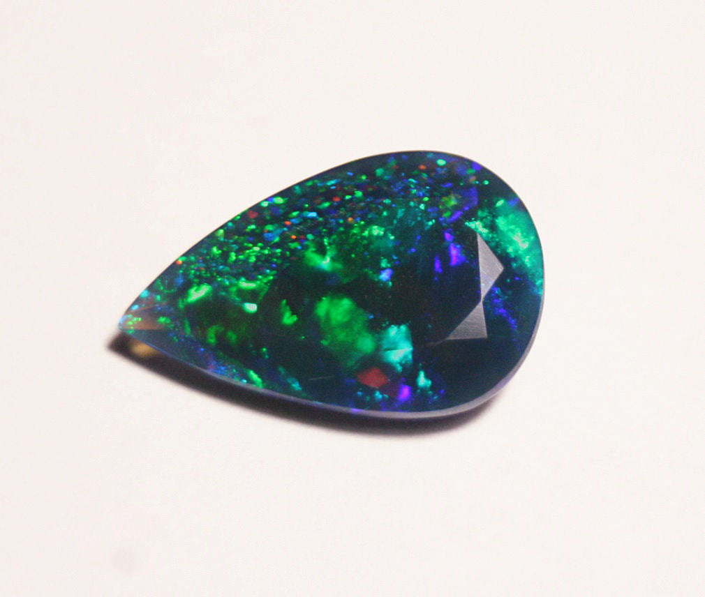 Faceted Black Welo Opal 4.7ct Neon Galaxy Flash AAA Ethiopian Opal 18x11mm