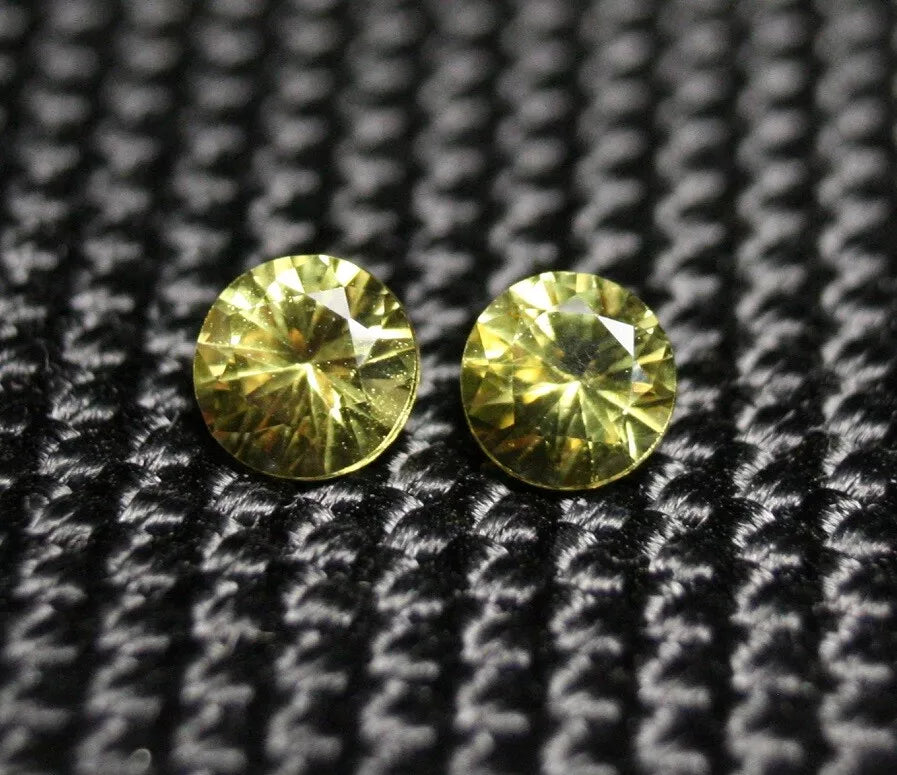 Burmese Chrysoberyl Pair 0.6ct Yellowish Green Beautiful Scintillating Gems 4x4mm