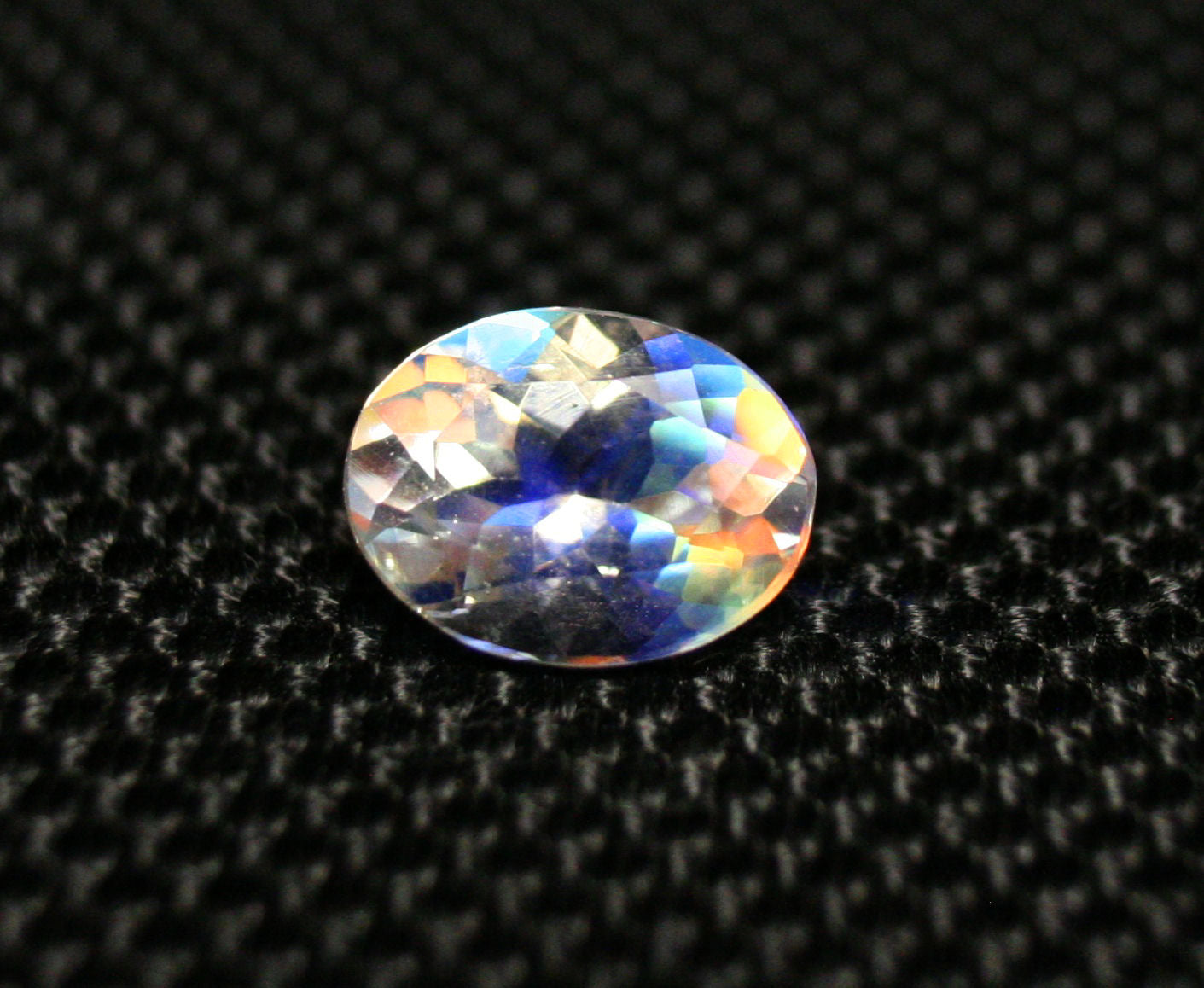 Faceted Moonstone 1.59ct Madagascar AAA Rainbow Moonstone 9x7mm Oval