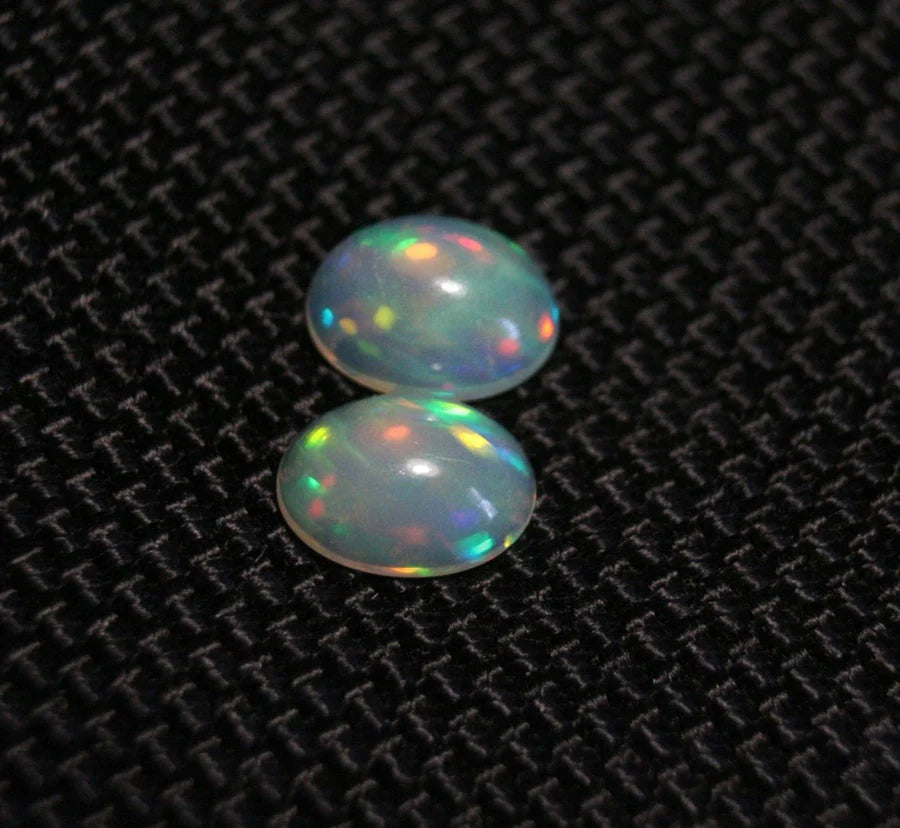 Welo Crystal Opal Cabochon Pair 1.44ct Neon Flash AAA Natural Opal 8x6mm