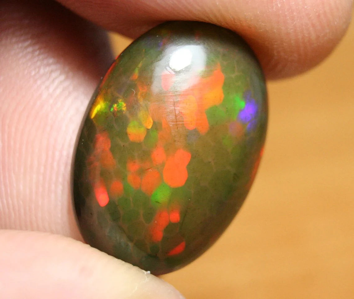 Welo Black Opal Cabochon 11.97ct Rainbow Honeycomb AAA Opal - See Video