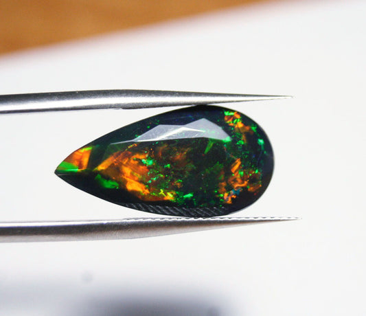 Faceted Black Welo Opal 5.2ct Rainbow Blaze AAA Natural Ethiopian Opal Video