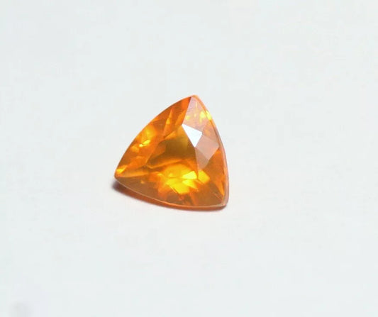 Faceted Orange Mexican Fire Opal 0.66ct Trillion Cut Natural Opalescent 6.5x6.5mm