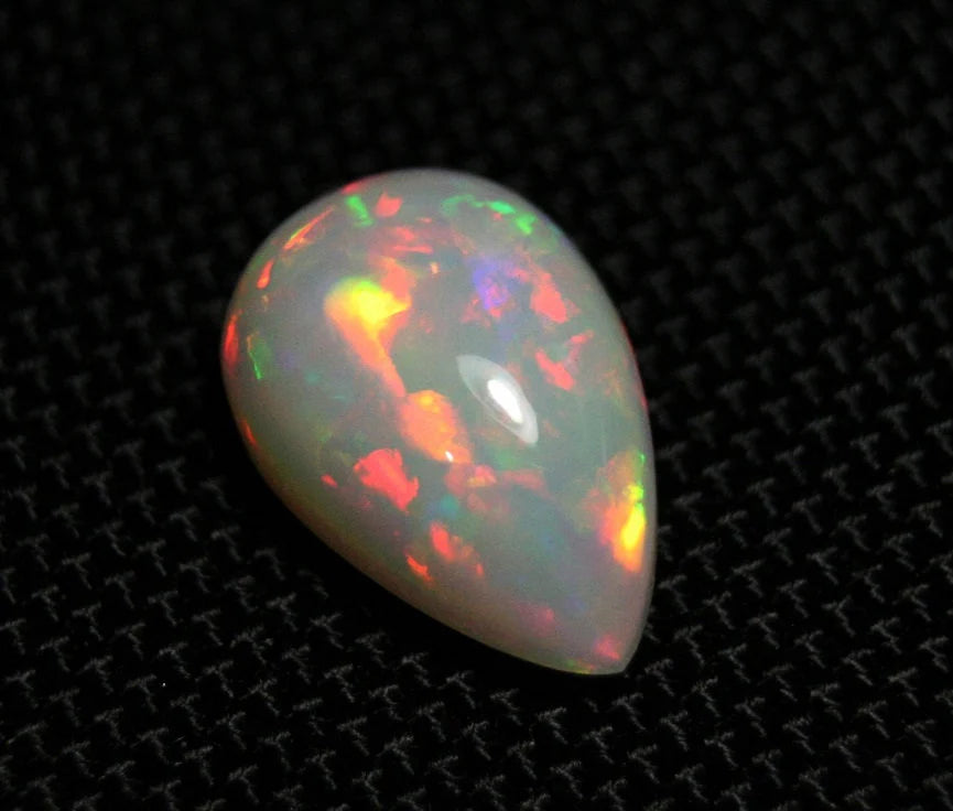 Welo Precious Opal Cabochon 9.7ct Rainbow Blaze Pear AAA Natural Ethiopian Video