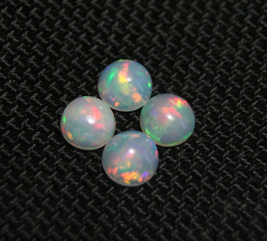 Welo Crystal Opal Round 6x6mm Cabochons 4pc Lot 2.12ct AAA Jelly Opal