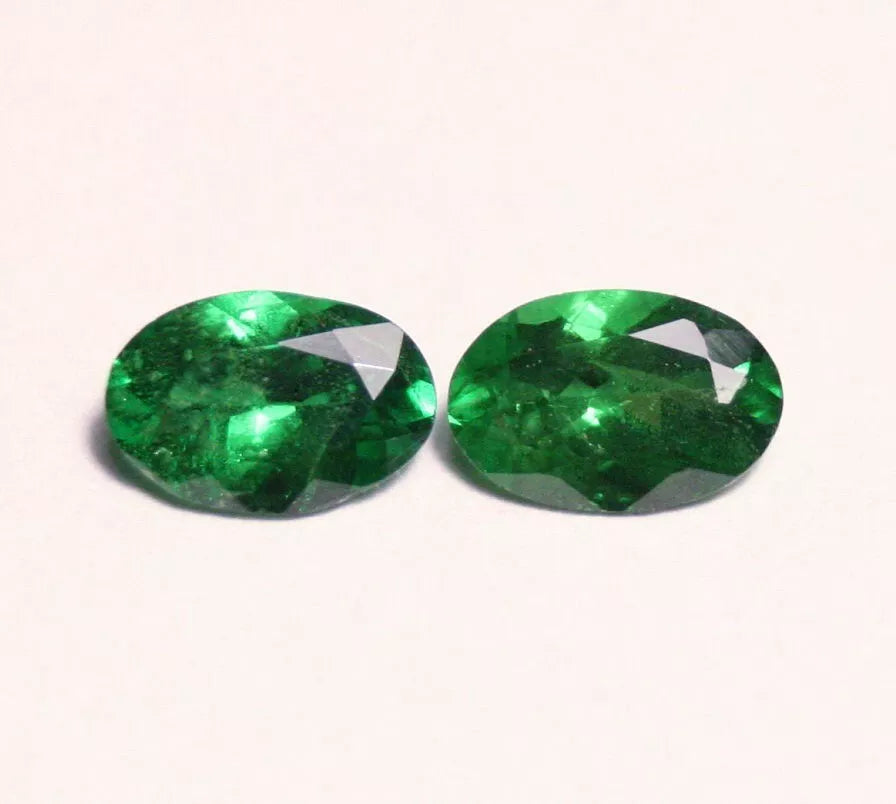 Tsavorite Garnet 1.24ct Oval Pair Rare Emerald Green Fine Gem - Tanzania 6x4mm